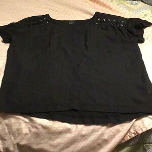a.n.a Black Cap Sleeve Boxy Blouse